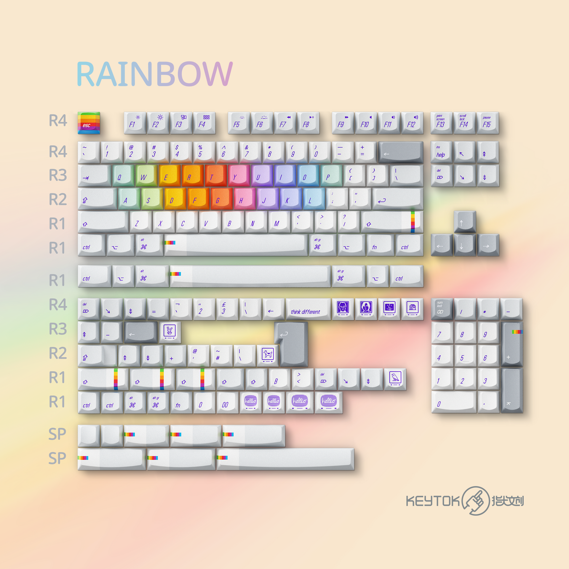KeyTok Rainbow Smile Profile Dye-Sub PBT キーキャップ – DIGIART